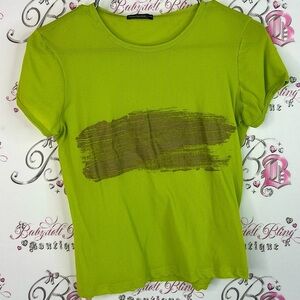 Barbara Bui tshirt artistic brush stroke design Lime Green Brushstroke Tee
